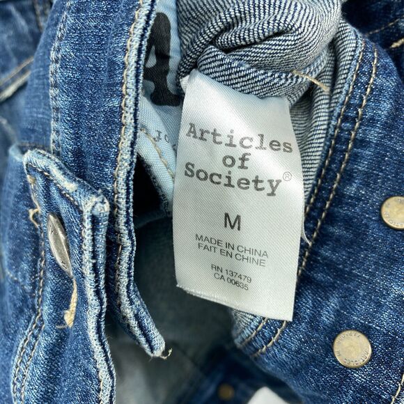 ARTICLES OF SOCIETY Jacket Womens M Trucker Jean Denim Cropped Button Front Blue - Picture 9 of 16